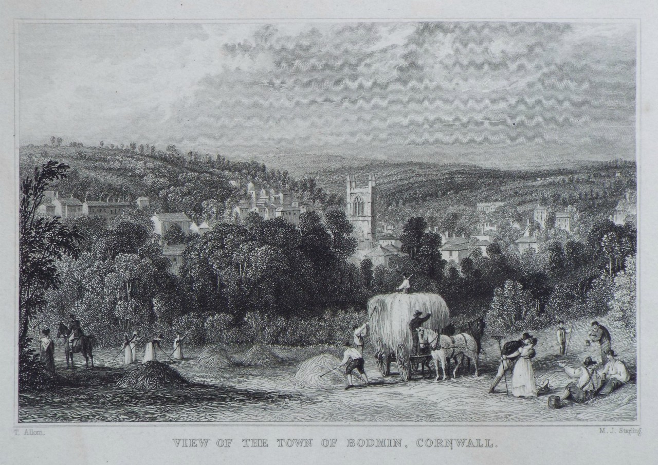 Print - View of the Town of Bodmin, Cornwall. - Starling