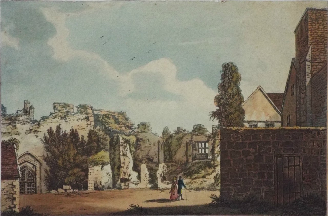 Aquatint - Carisbrook Castle. (Interior)