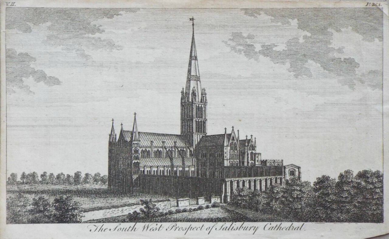 Print - The South West Prospect of Salisbury Cathedral.