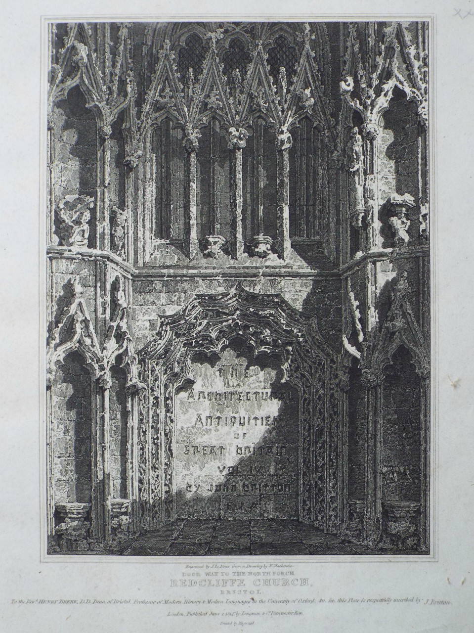 Print - Door Way to the North Porch Redcliffe Church, Bristol. - Le