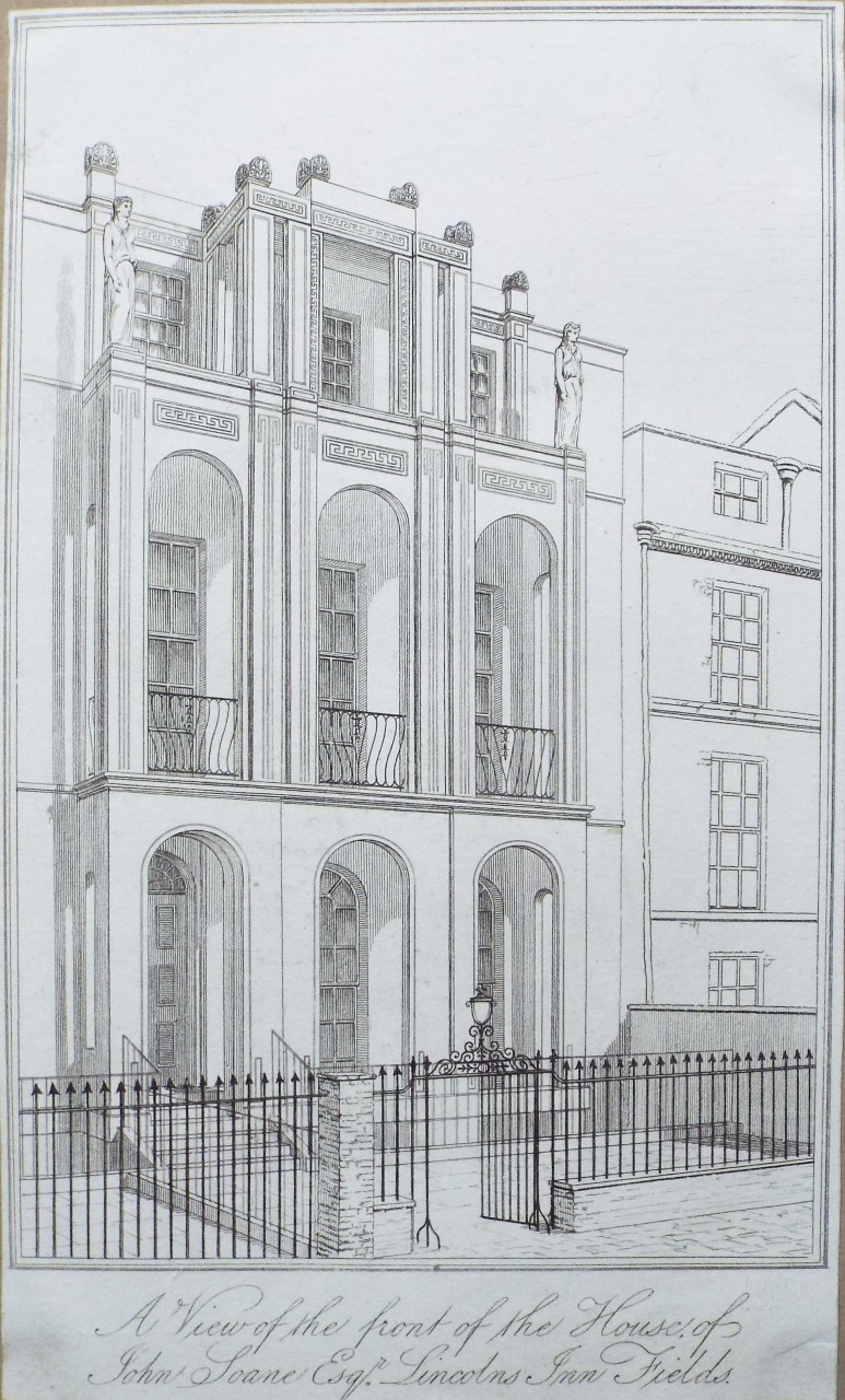 Print - A View of the front of the House of John Soane Esqr. Lincoln Inn Fields.