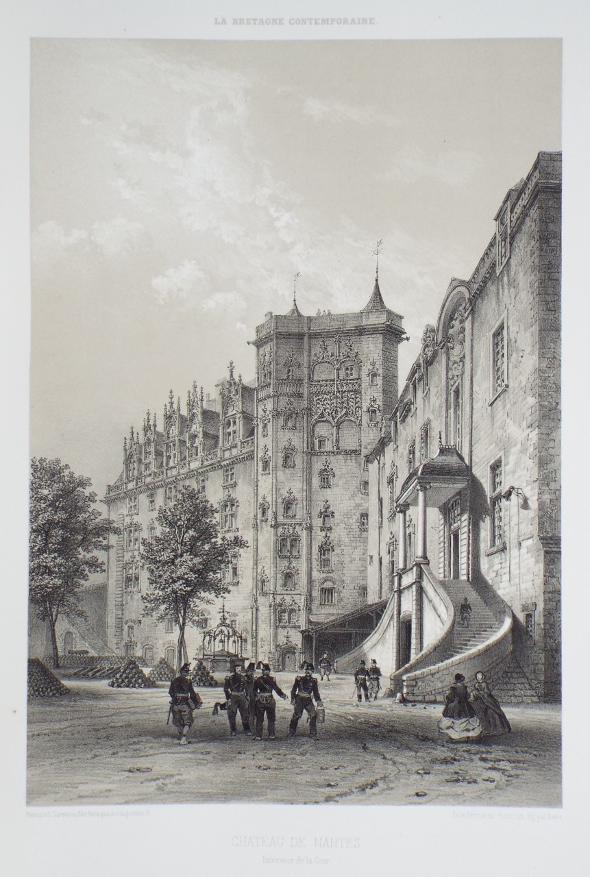 Lithograph - Chateau de Nantes. Interieur de la Cour. - 