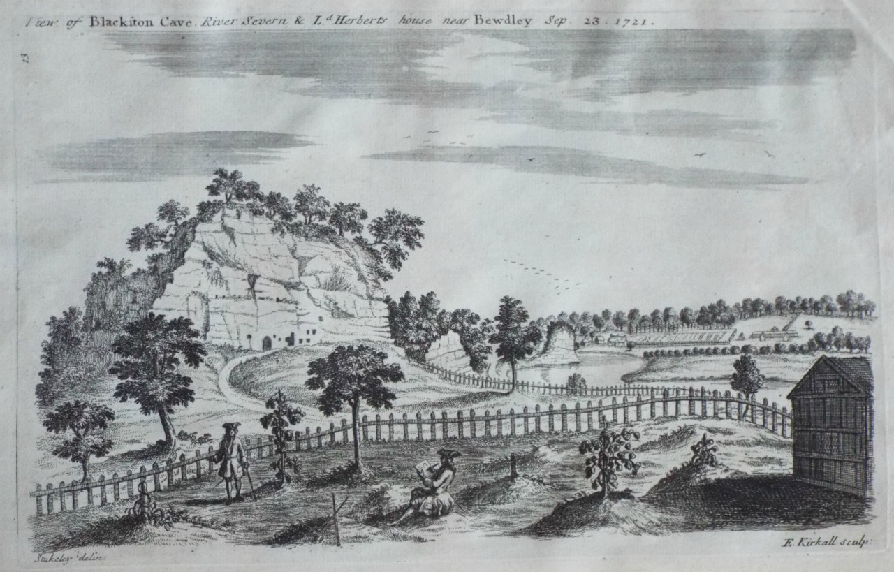 Print - View of Blackston Cave, River Severn & Ld. Herberts house near Bewdley Sep. 23. 1721. - Kirkall