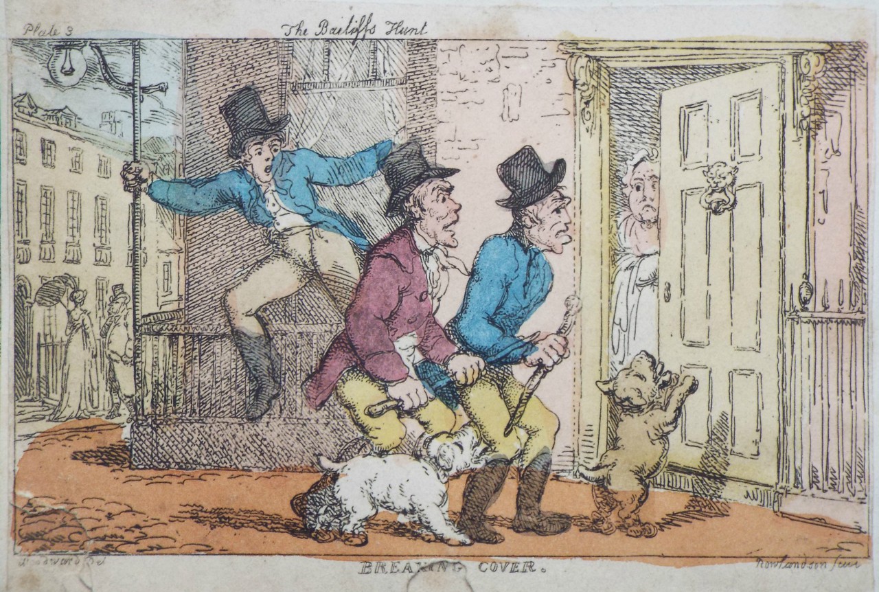 Etching - The Bailiff's Hunt. 3. Breaking Cover. - Rowlandson