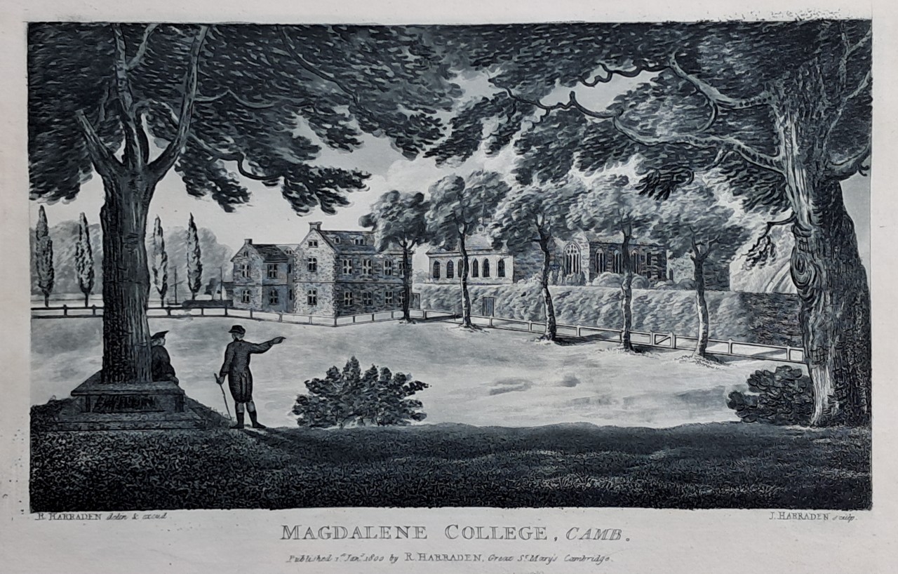 Aquatint - Magdalene College, Camb. - Harraden