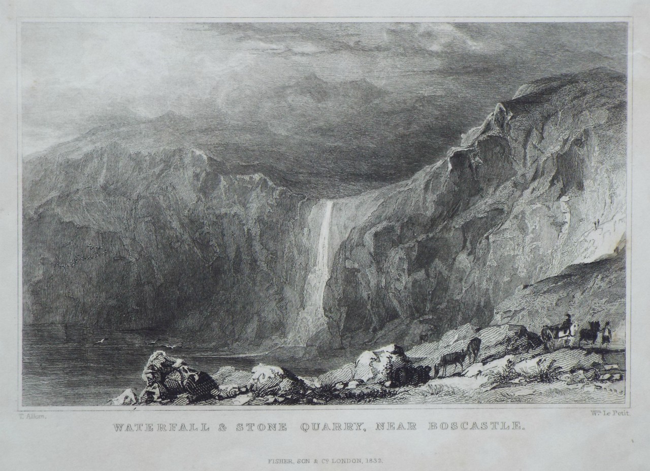 Print - Waterfall and Stone Quarry, near Boscastle. - Le