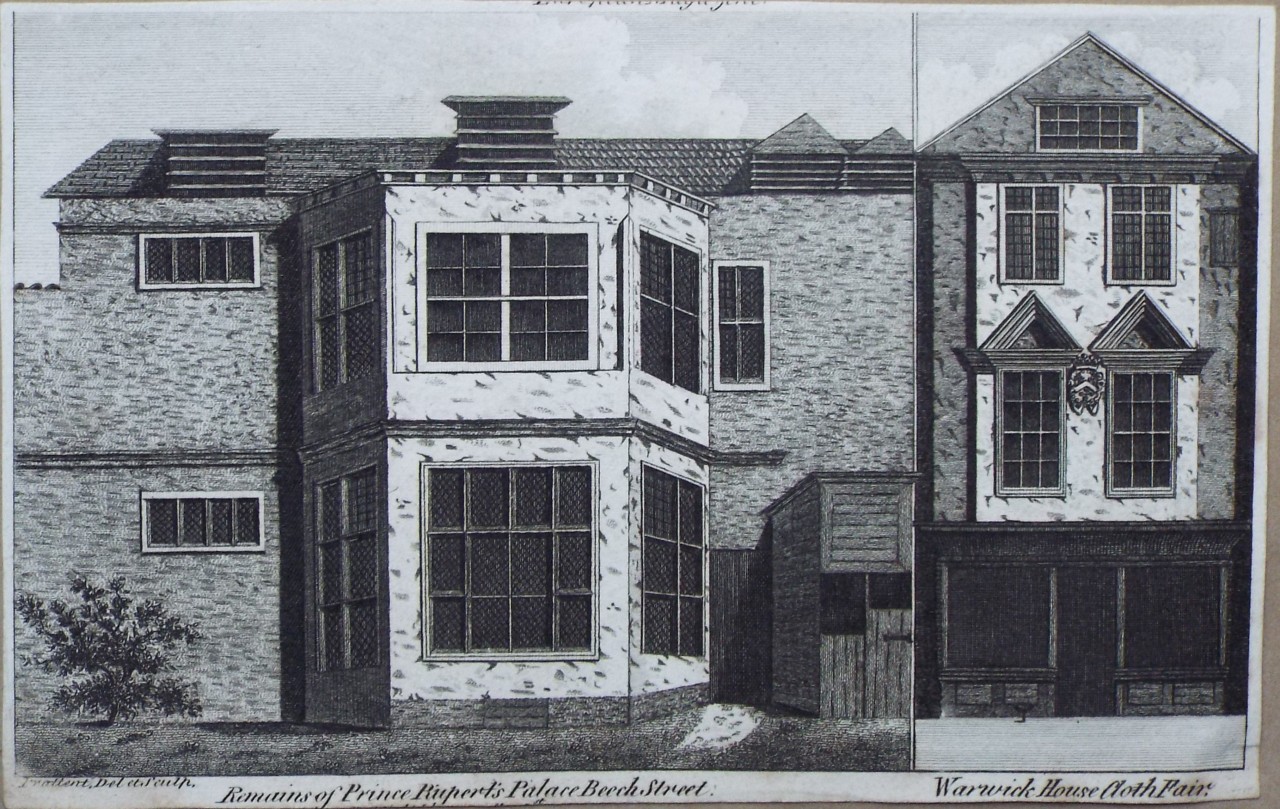 Print - Remains of Prince Rupert's Palace Beech Street. Warwick House Cloth Fair. - 