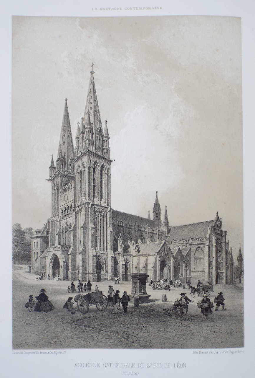 Lithograph - Ancienne Cathedrale de St. Pol-de-Leon. (Finistere) - Arnout