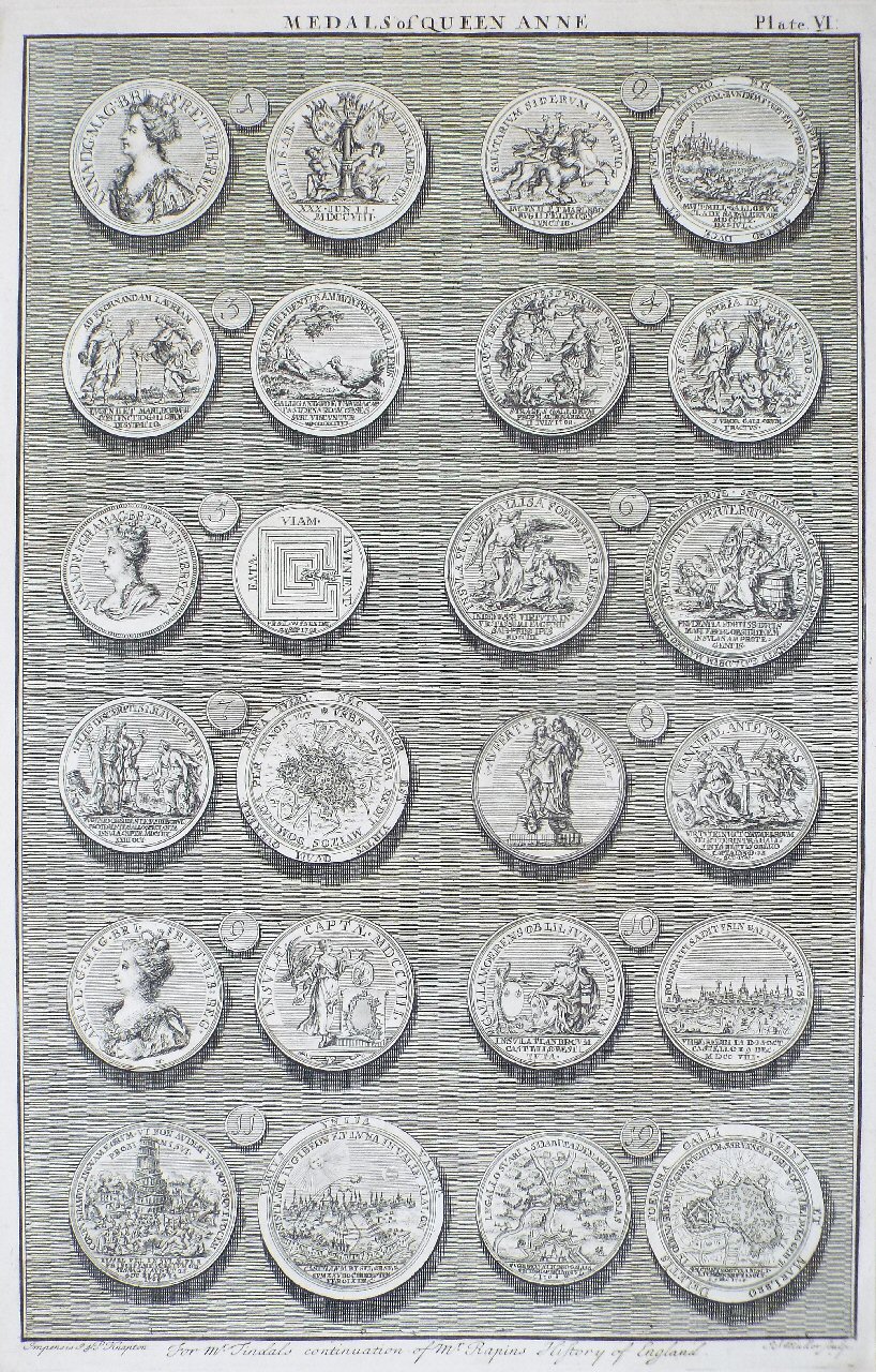 Print - Medals of Queen Anne. Plate VI - Muller