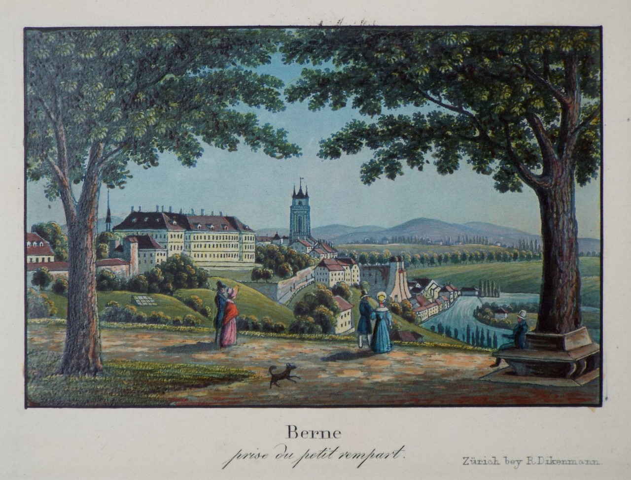 Aquatint - Berne prise du petit rampart.