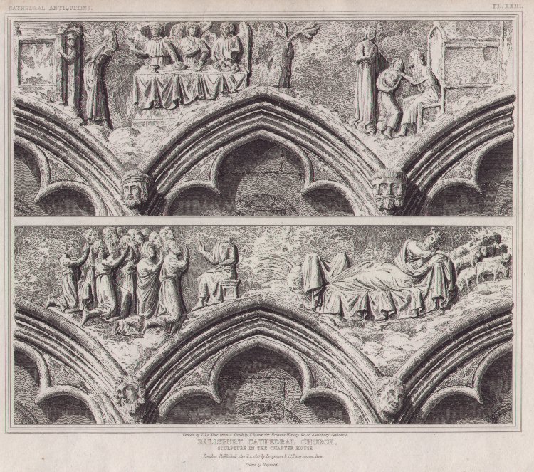 Print - Salisbury Cathedral Church Sculpture in the Chapter House - Le