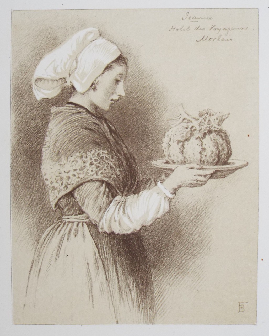 Lithograph - Jeanne. Hotel des Voyageurs. Morlaix. - Foster