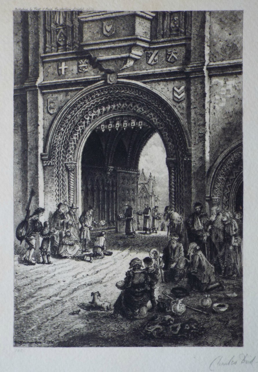 Etching - The Monastery Gate. 1510. - Bird