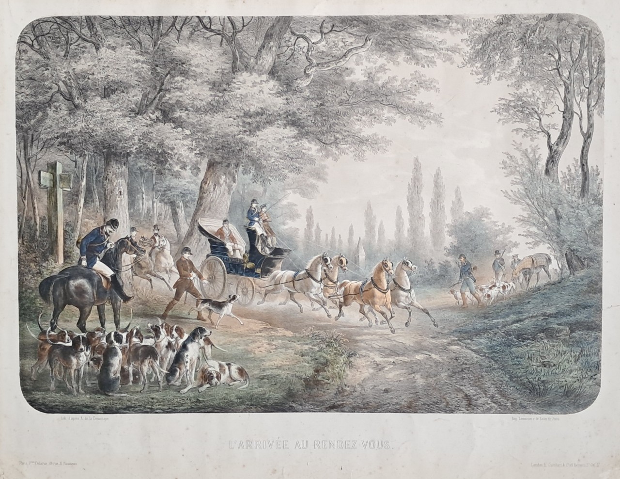 Lithograph - L'Arrivee au Rendez Vous.