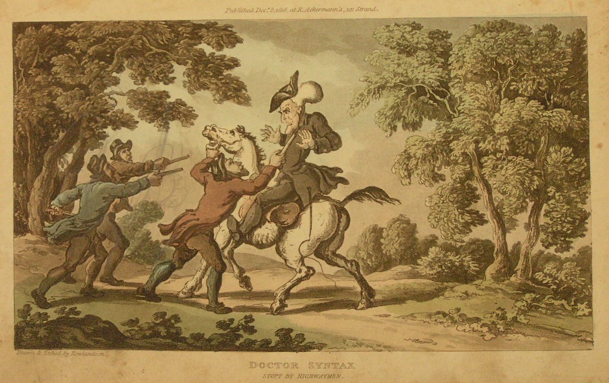 Aquatint - Doctor Syntax Stopt by Highwaymen  - Rowlandson