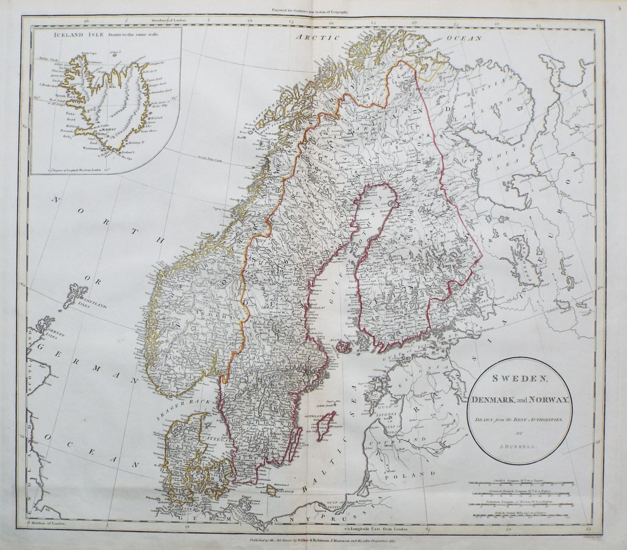 Map of Sweden, Denmark and Norway