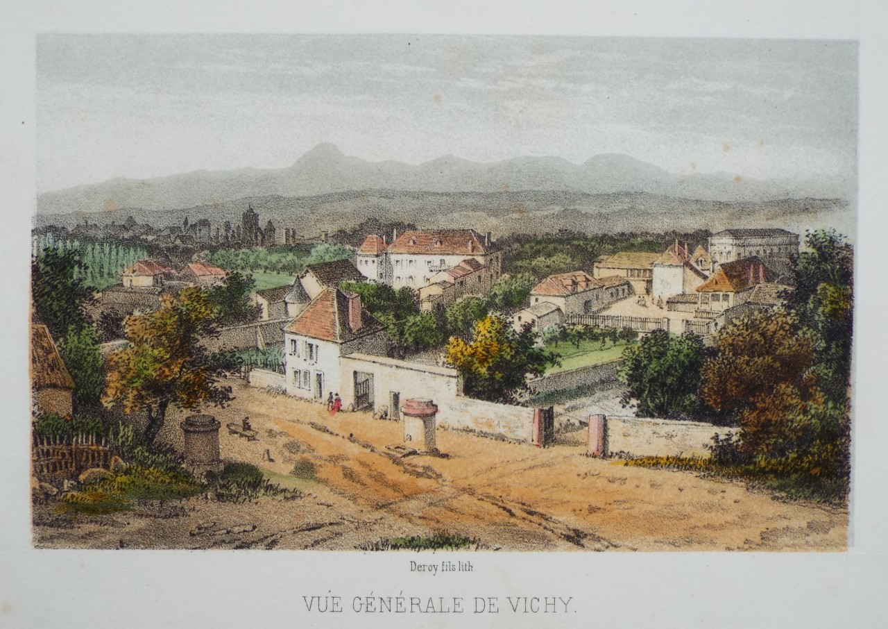 Lithograph - Vue Generale de Vichy. - Deroy