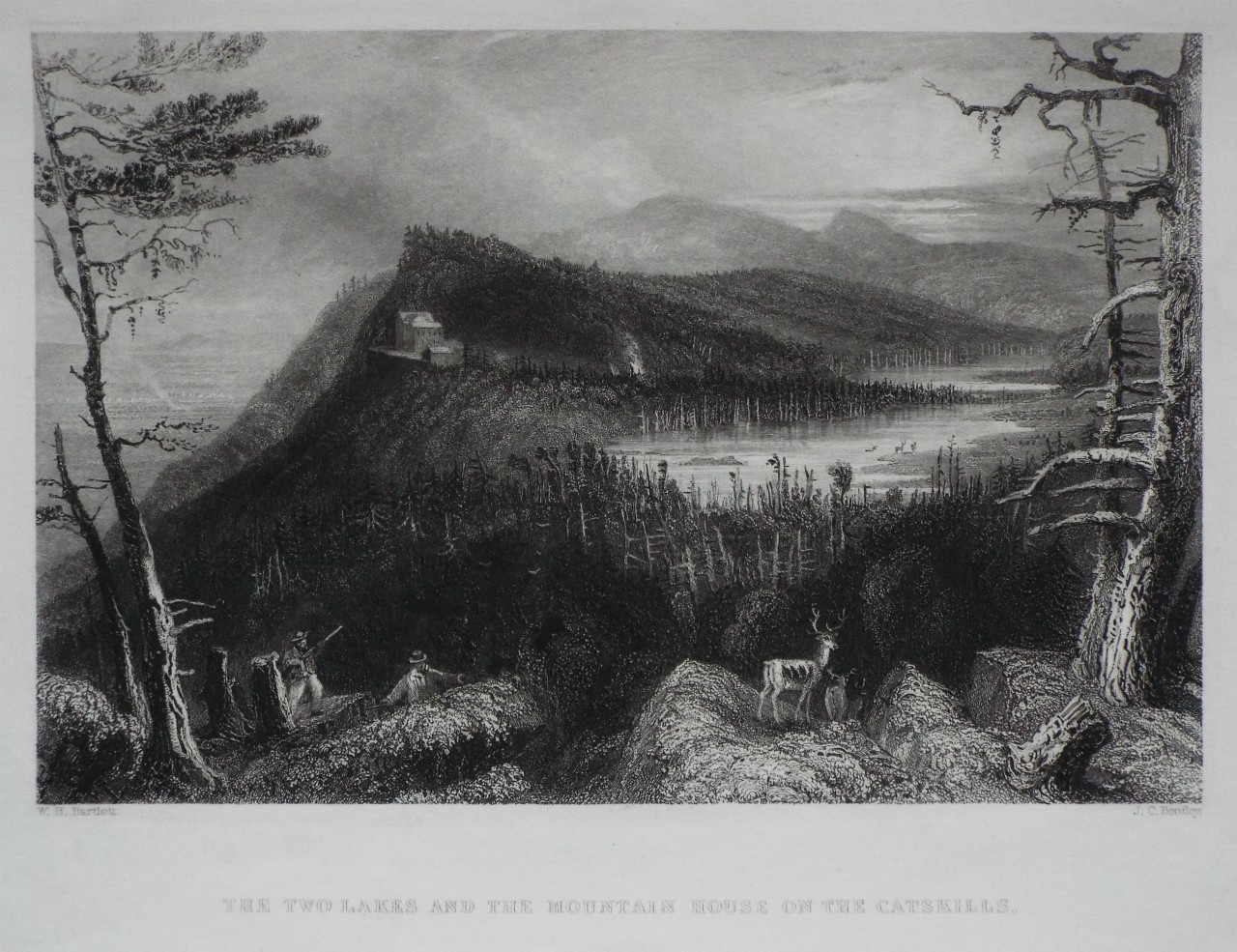 Print - The Two Lakes and the Mountain House on the Catskills. - Bentley