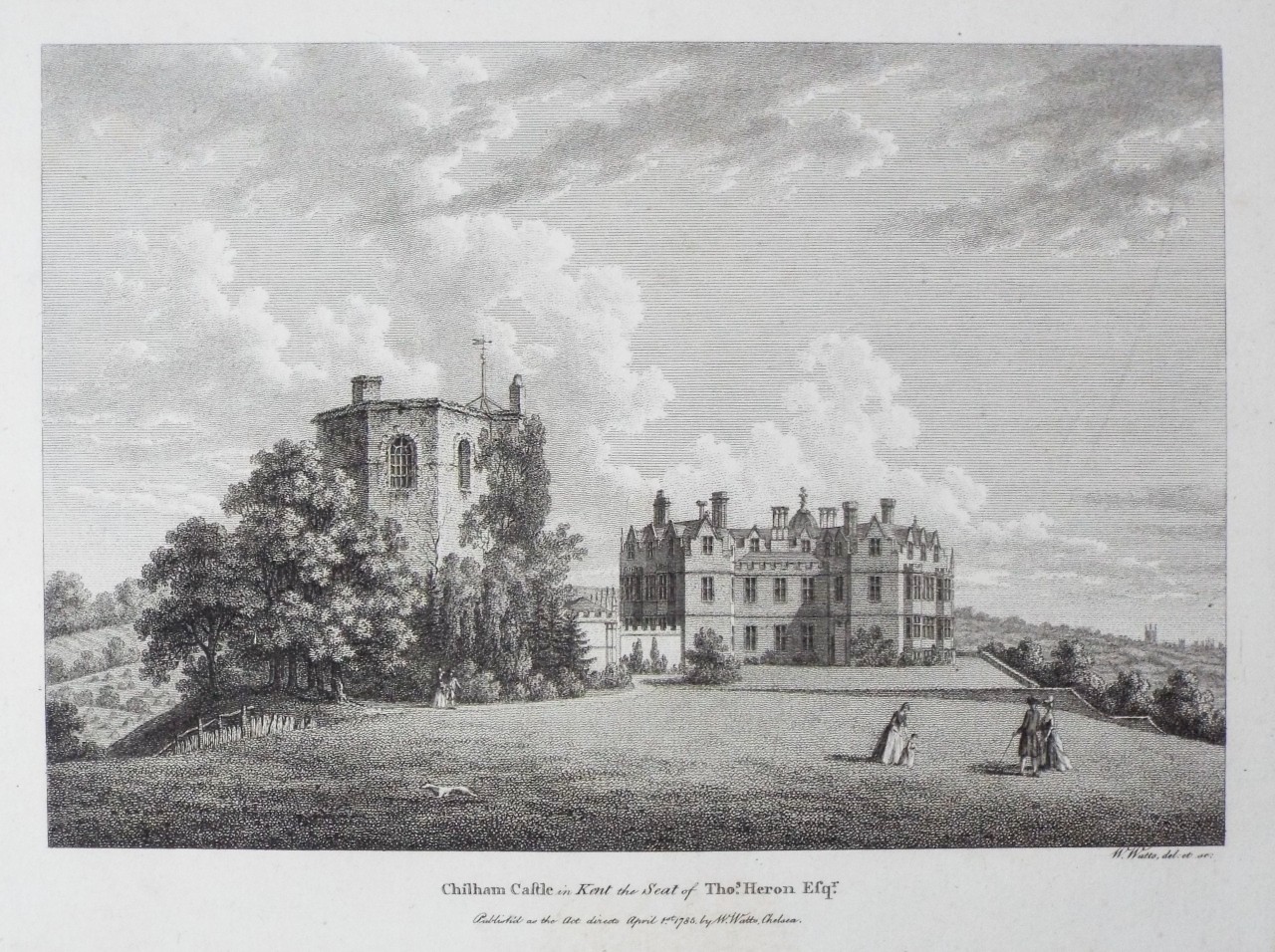 Print - Chilham Castle in Kent, the Seat of Thos. Heron Esqr. - Watts