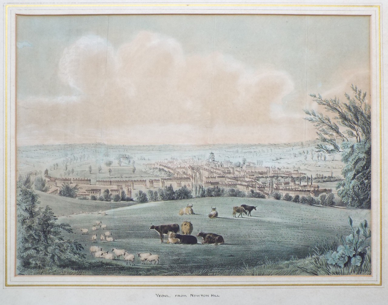 Lithograph - Yeovil, from Newton Hill