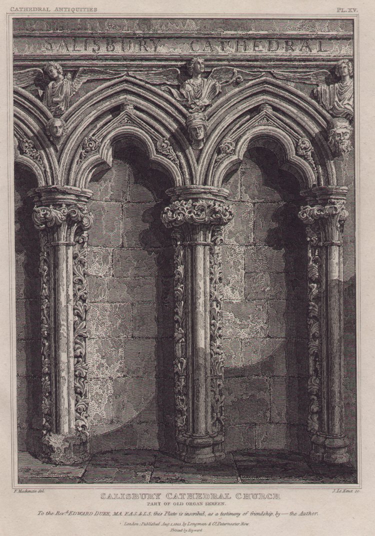 Print - Salisbury Cathedral Church Part of Old Organ Screen - Le