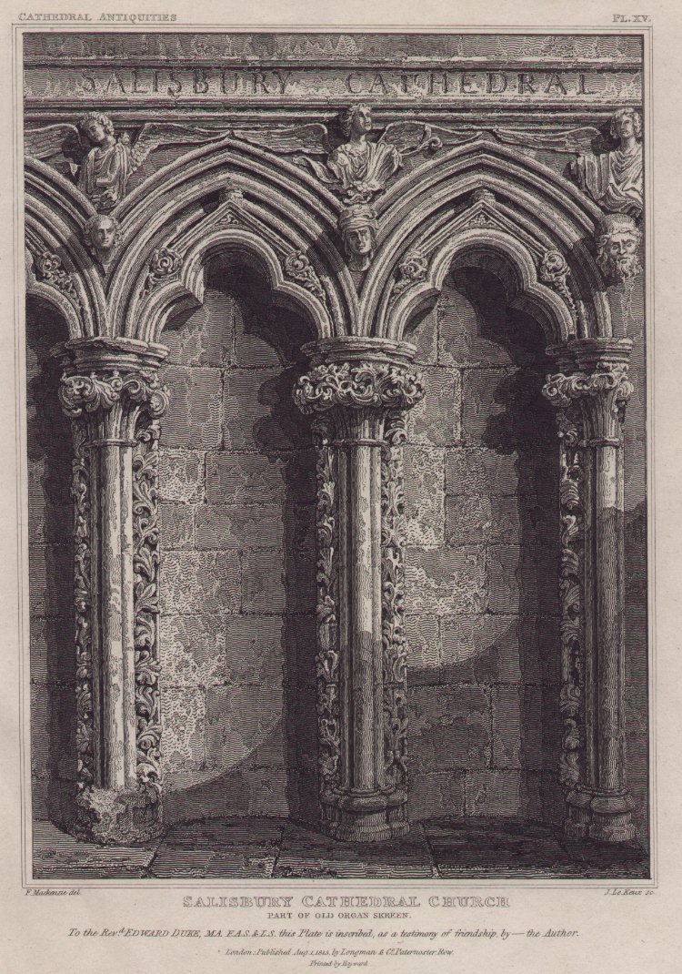 Print - Salisbury Cathedral Church Part of Old Organ Screen - Le