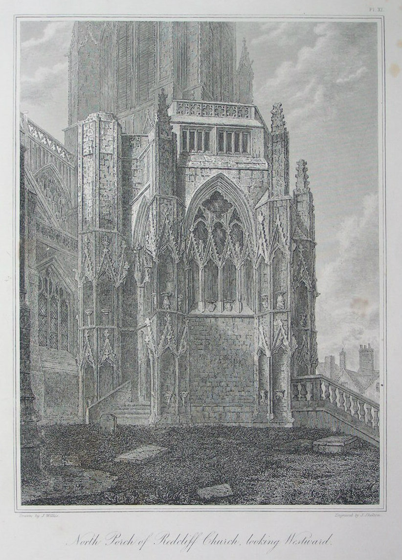 Etching - North Porch of Redcliff Church, looking Westward. - Skelton