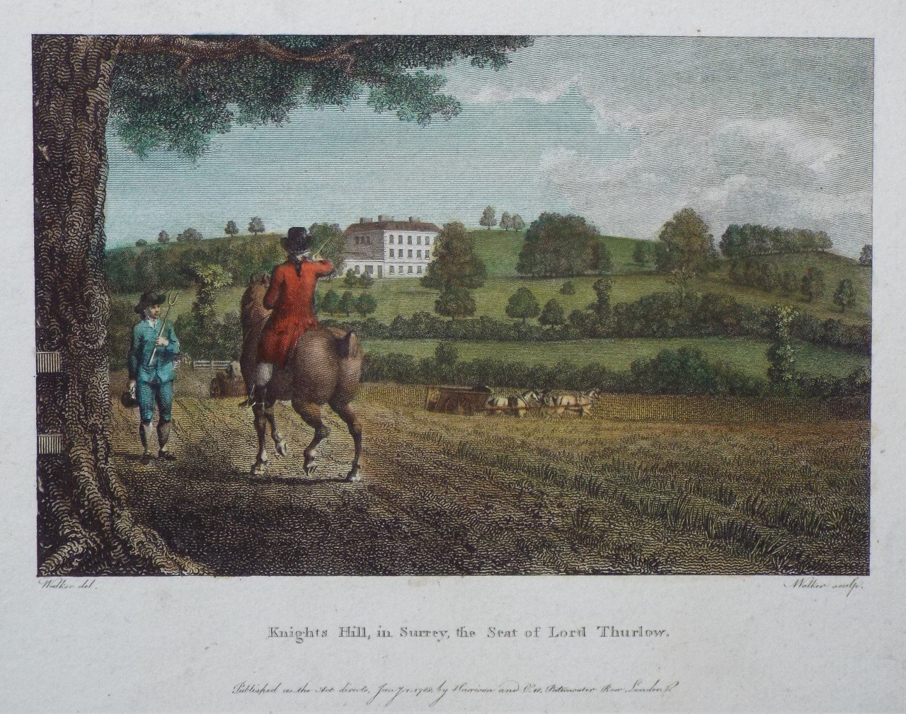 Print - Knights Hill, in Surrey, the Seat of Lord Thurlow. - 