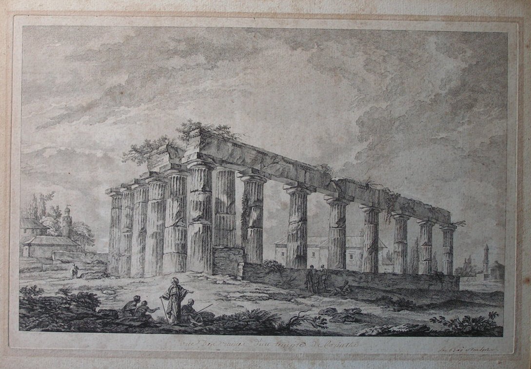Etching - (Vue de la ruine d'un Temple de Corinthe)