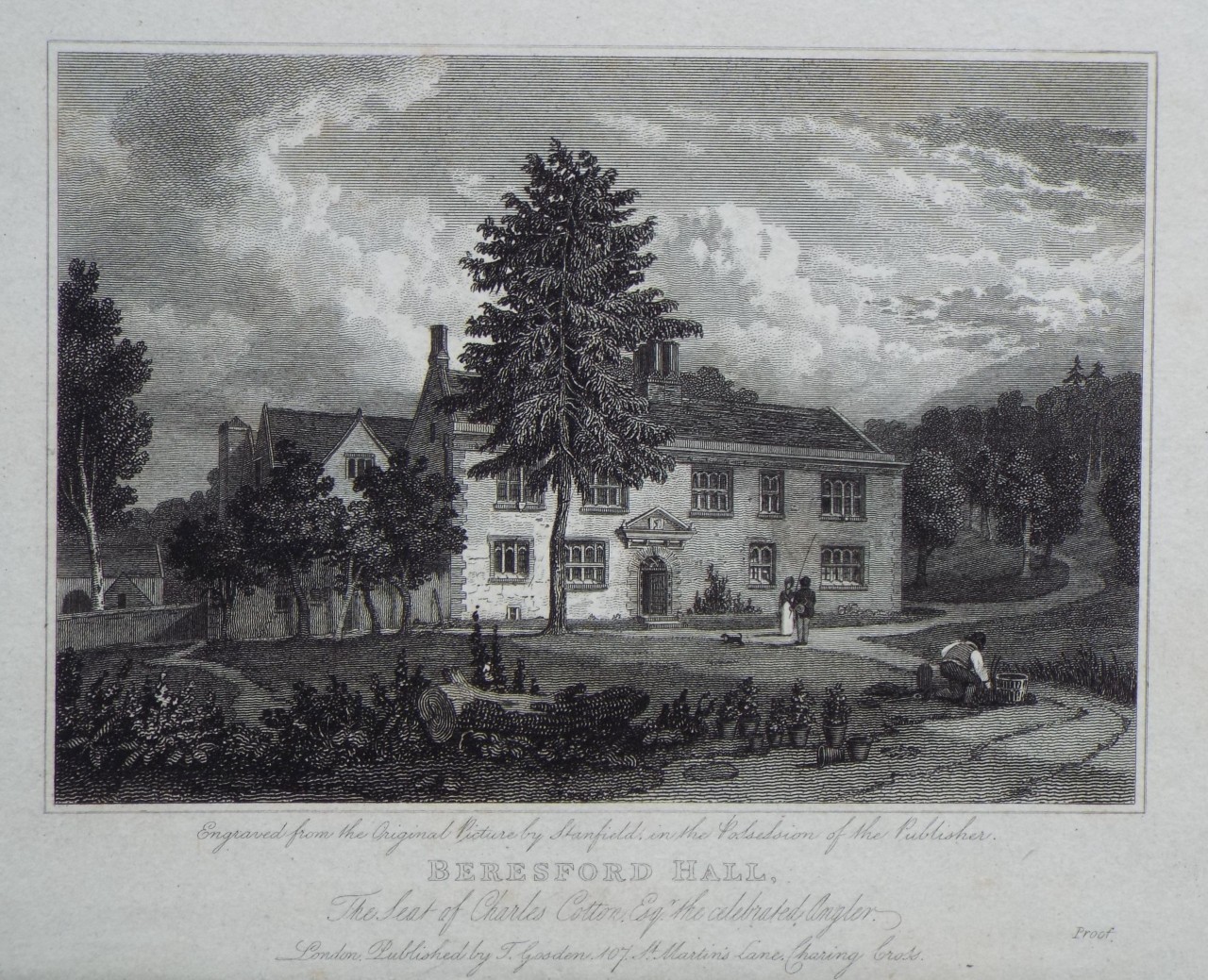 Print - Beresford Hall, The Seat of Charles Cotton Esqr. the celebrated Angler.
