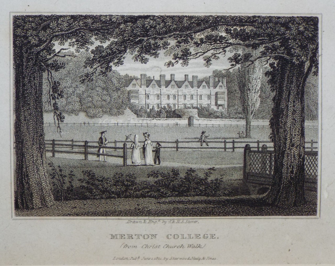 Print - Merton College. (from Christ Church Walk.) - Storer