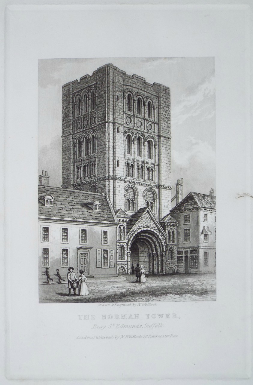 Aquatint - The Norman Tower, Bury St. Edmunds, Suffolk. - Whittock