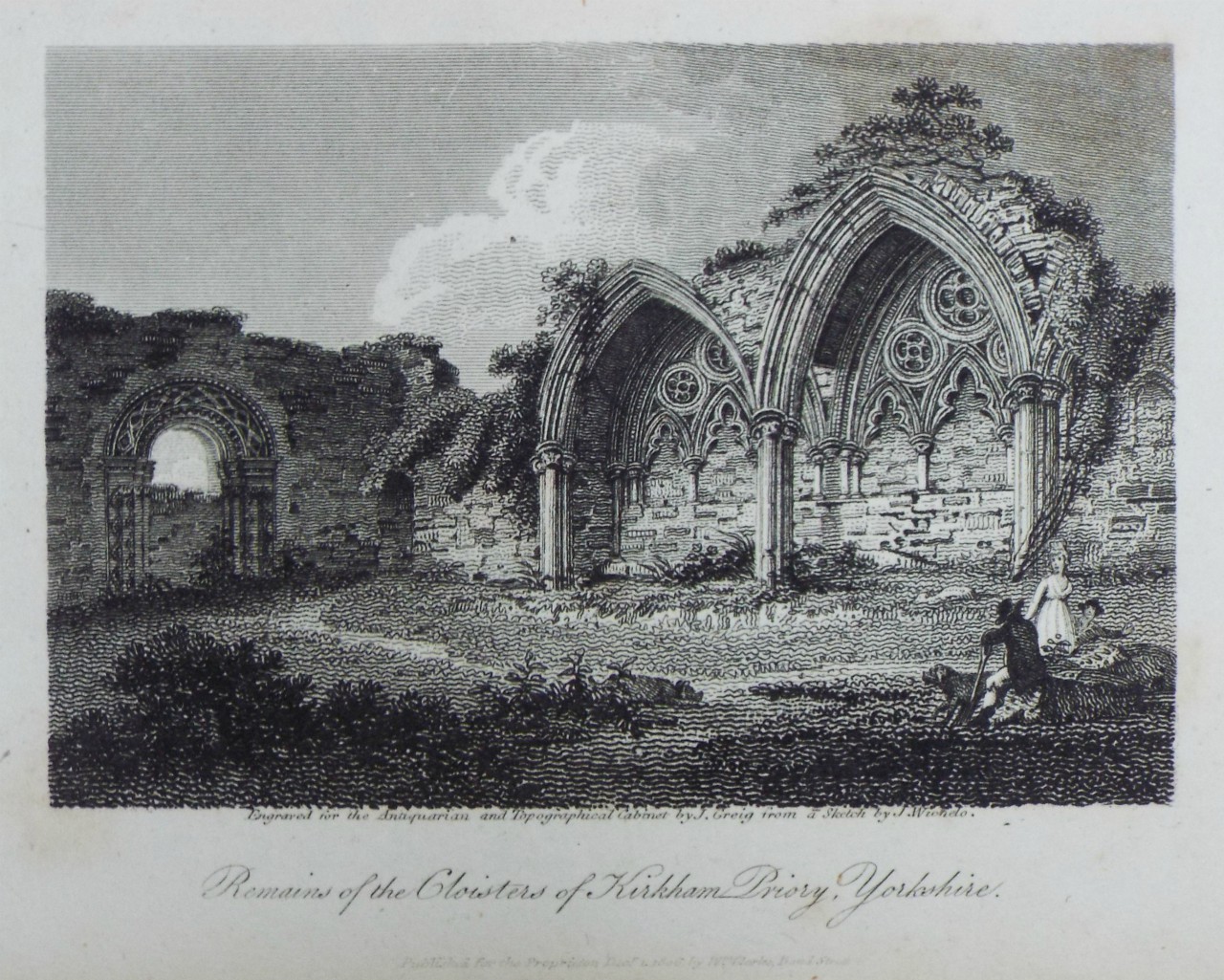 Print - Remains of the Cloisters of Kirkham Priory, Yorkshire. - Greig