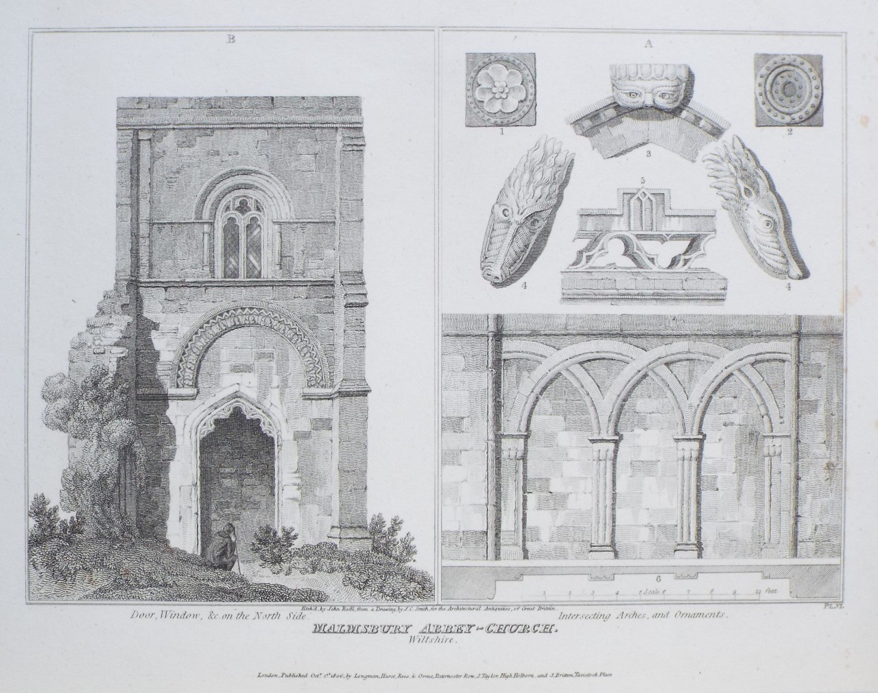 Print - Malmsbury Abbey-Church. Wiltshire. - Roffe