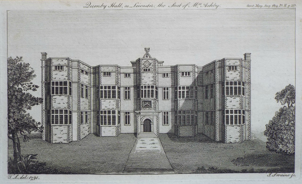 Print - Quenby Hall, co. Leicester, the Seat of Mrs. Ashby. - Swaine