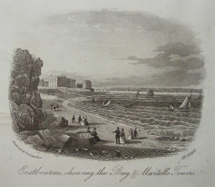 Steel Vignette - Eastbourne, shewing the Bay & Martello Towers. - Kershaw