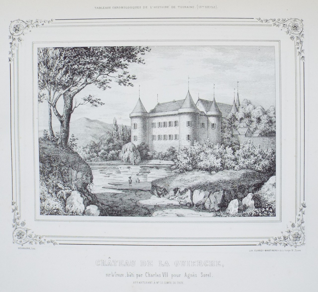 Lithograph - Chateau de la Guierche
