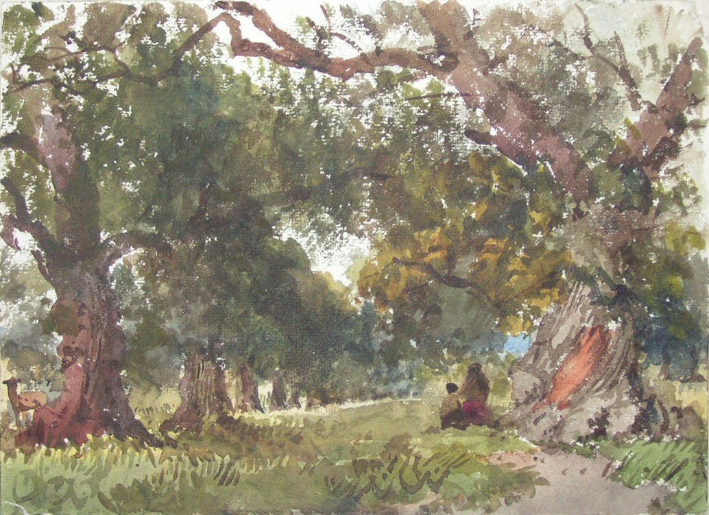 Watercolour - Landscape with trees