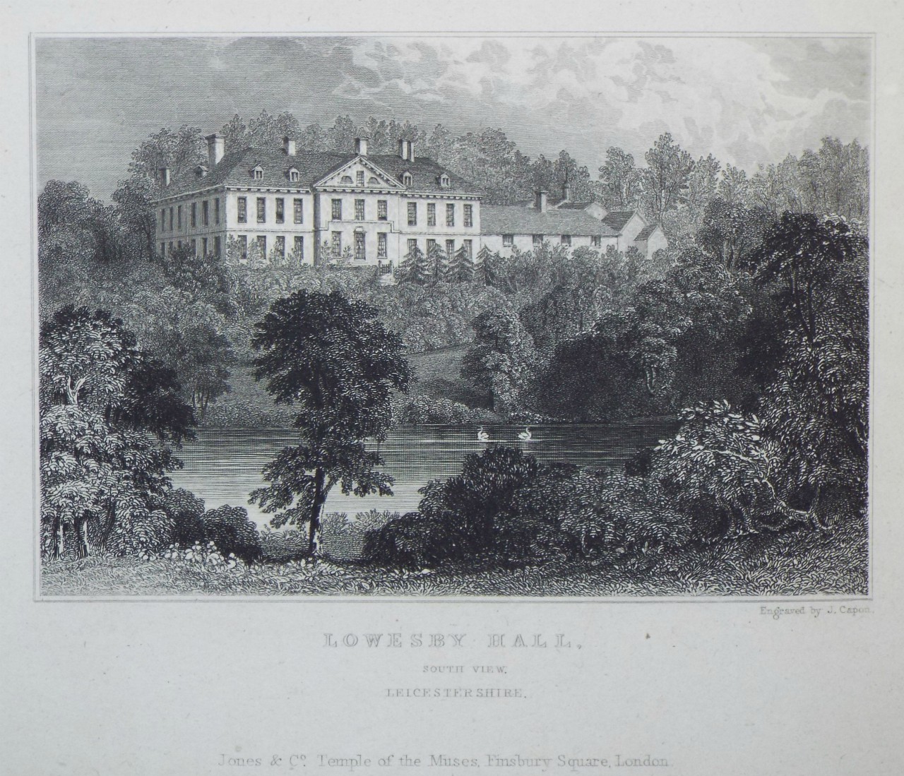 Print - Lowesby Hall, South View. Leicestershire. - Capon