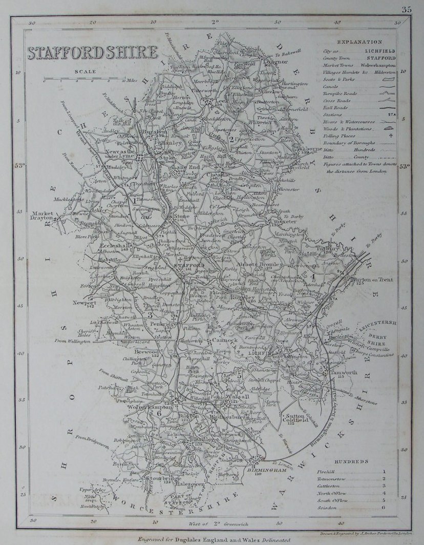 Map of Staffordshire - Archer