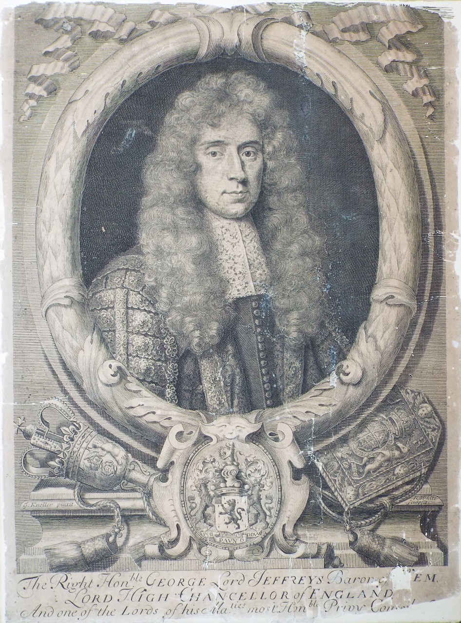 Print - The Right Honble George Lord Jefferys Baron of WEM. Lord High Chancellor of England, And one of the Lords of his Ma.ties Honble. Privy Seal. - White