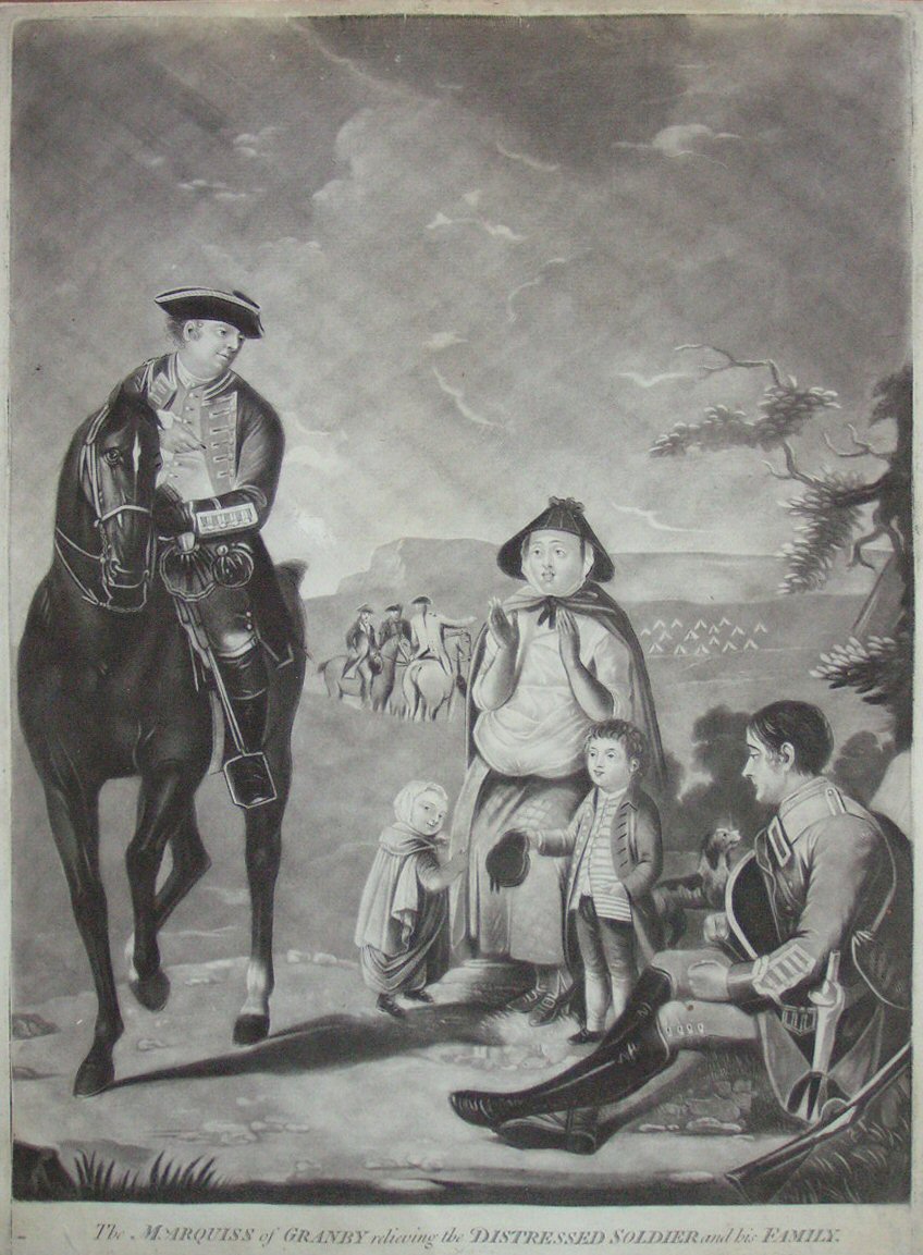 Mezzotint - The Marquis of Danby Relieving a Distressed Sailor and his Family