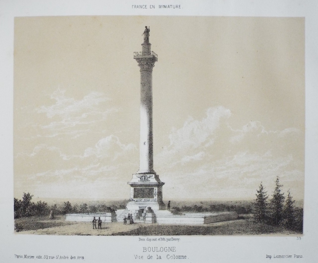 Lithograph - Boulogne Vue de la Colonne. - 