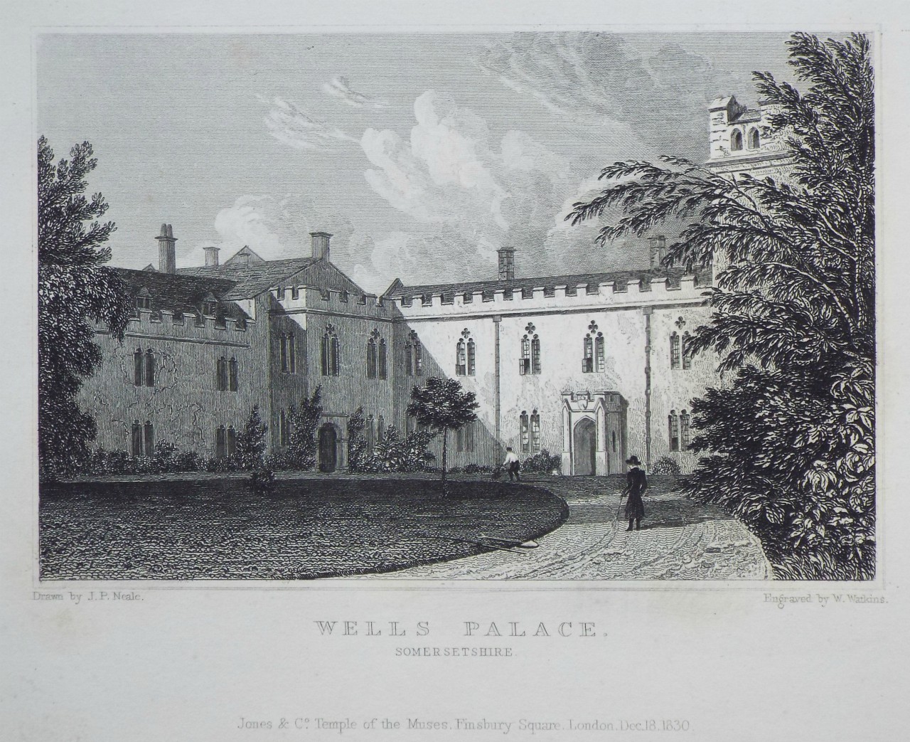 Print - Wells Palace, Somersetshire. - Watkins