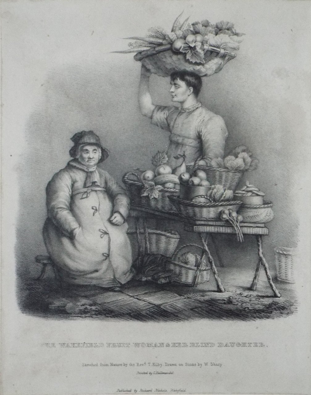 Lithograph - The Wakefield Fruit Woman & Her Blind Daughter. - Sharp