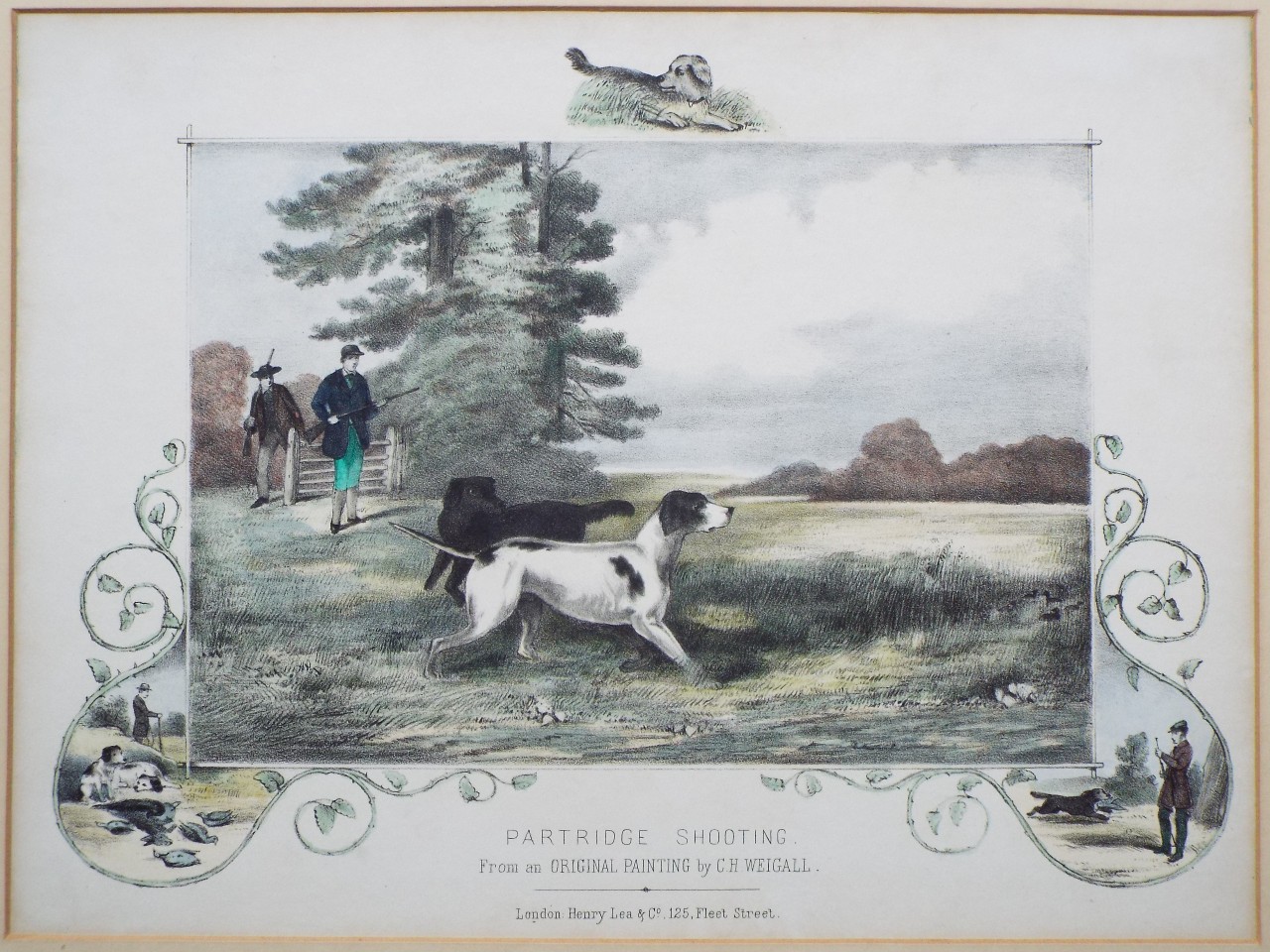 Lithograph - Partridge Shooting. From an Original Painting by C. H. Weigall.