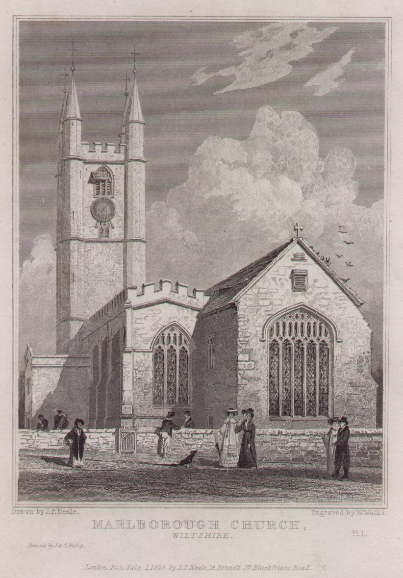 Print - Marlborough Church, Wiltshire - Wallis