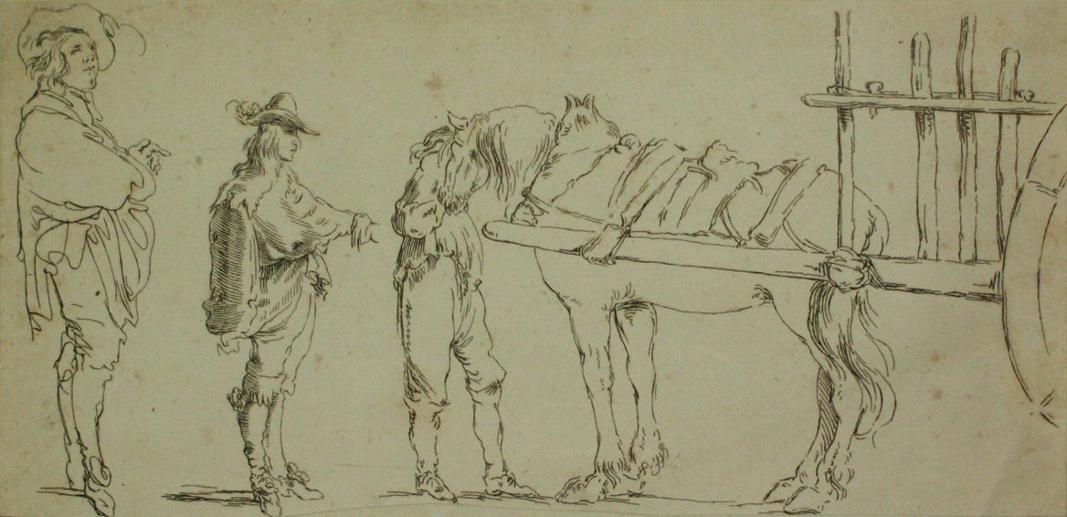 Etching - (Figures with horse & cart)