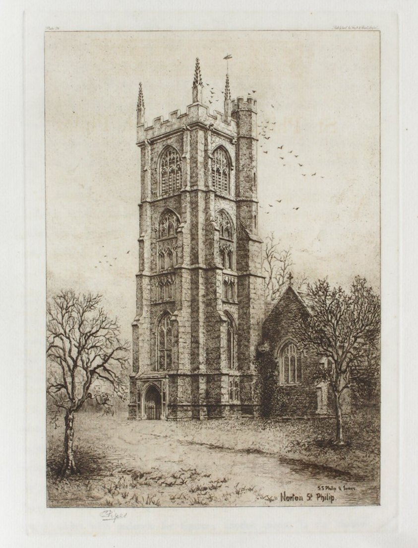 Etching - St. Phillip's, Norton St. Phillip - Piper