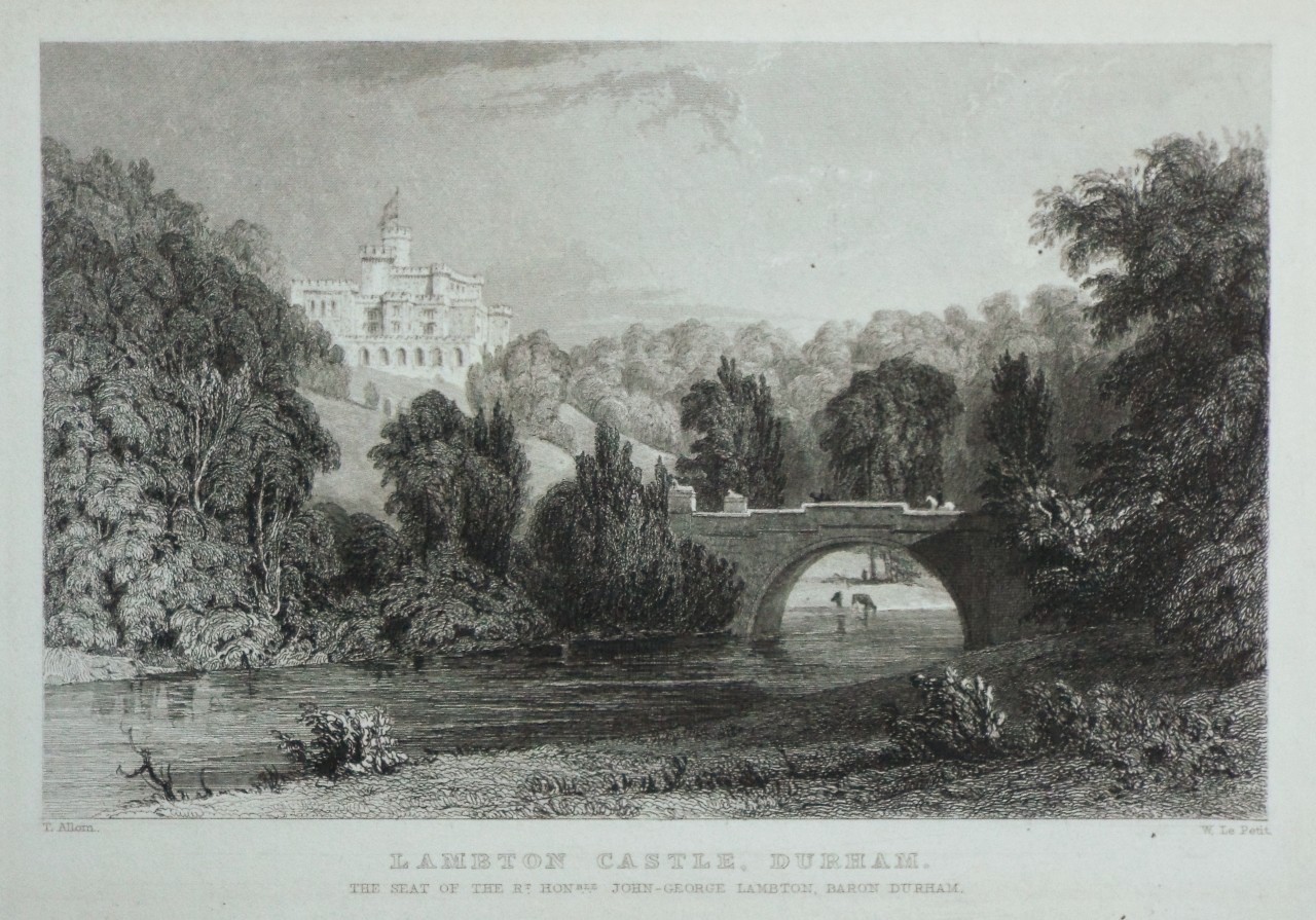 Print - Lambton Castle, Durham. The Seat of the Right Honble. John-George Lambton, Baron Durham. - Lacey